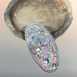 Iridescent Rhinestone Hair Barrette: Sparkling Bridal Clip, Handmade in USA