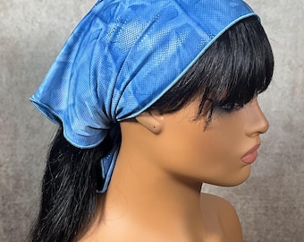 Bandana elástica azul texturizada tie-dye: Faixa de cabelo