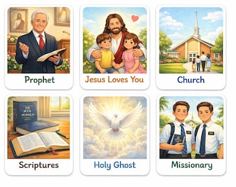 LDS Toddler Flashcards Church Quiet Book Cards Primary  Nursery Learning Christian Baby Activity Jesus & Temple Flashcards