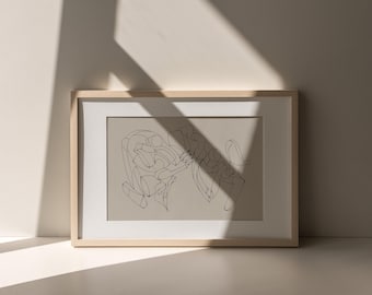 Minimalist Figure Line Art Print: Vintage Sketch Style (Digital Download)