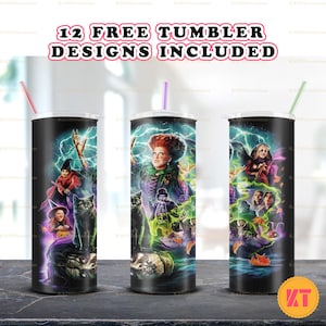 Witches Halloween Skinny 20 oz Tumbler Sublimation Design PNG -Movie Characters Tumbler Straight and Tapered PNG - Halloween Design PNG