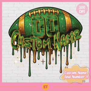 Personalized Name & Number Football Sublimation Design PNG - American Football Drip Design PNG - Custom Football Shirt PNG