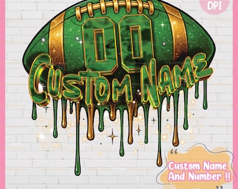 Personalized Name & Number Football Sublimation Design PNG - American Football Drip Design PNG - Custom Football Shirt PNG