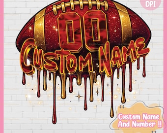 Personalized Name & Number Football Sublimation Design PNG - American Football Drip Design PNG - Custom Football Shirt PNG