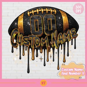 Personalized Name & Number Football Sublimation Design PNG - American Football Drip Design PNG - Custom Football Shirt PNG
