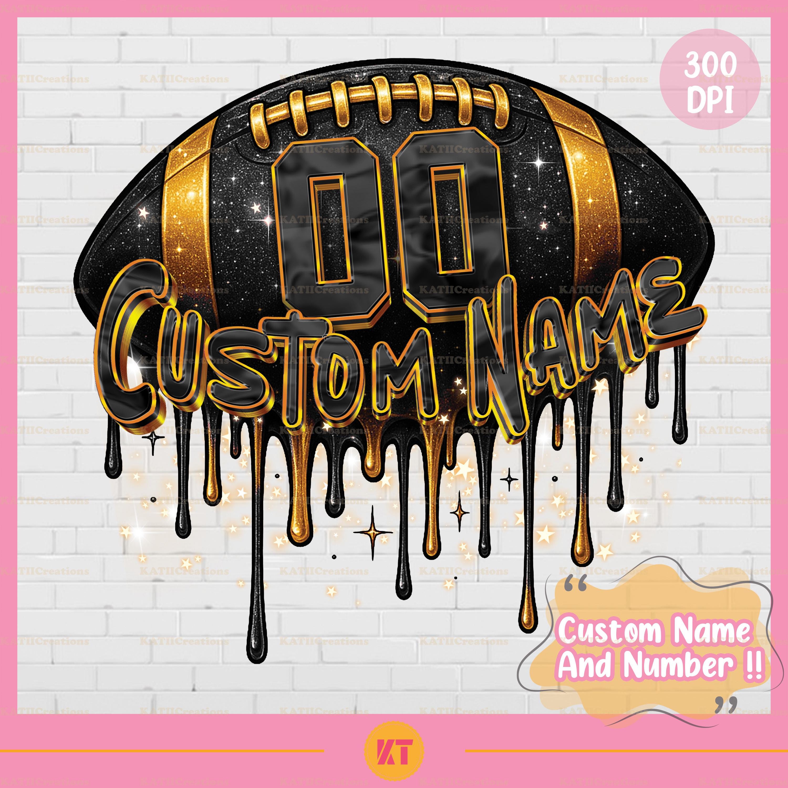 Personalized Name & Number Football Sublimation Design PNG - American Football Drip Design PNG - Custom Football Shirt PNG