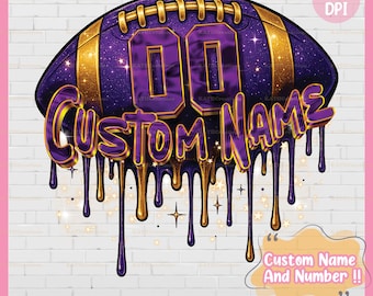 Personalized Name & Number Football Sublimation Design PNG - American Football Drip Design PNG - Custom Football Shirt PNG