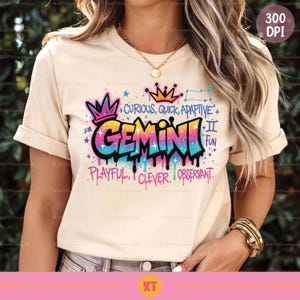 Gemini Zodiac Graffiti Sublimation Design PNG - Horoscope Zodiac Sign Design PNG - Gemini Birthday Shirt PNG