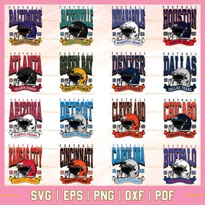 32 Football Team Designs Bundle SVG - Retro Football Design Bundle PNG - Football Team Mascot Svg, Png, EPS