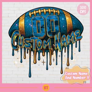 Personalized Name & Number Football Sublimation Design PNG - American Football Drip Design PNG - Custom Football Shirt PNG
