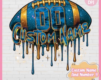 Personalized Name & Number Football Sublimation Design PNG - American Football Drip Design PNG - Custom Football Shirt PNG