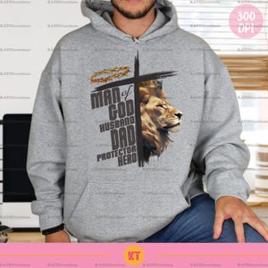 Man Of God Lion Cross Sublimation Design PNG - Husband, Dad, Protector, Hero  PNG - Dad Father&#39;s Day Shirt PNG