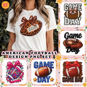 Football Girl Sublimation Design PNG - American Football Design PNG Set - Football Game Day Shirt PNG