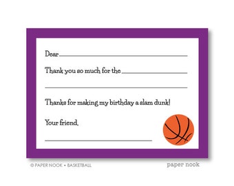 Basketball PRINTABLE Fill-in-the-Blank Thank You Note