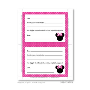 Minnie Inspired PRINTABLE Fill-in-the-Blank Thank You Note image 3