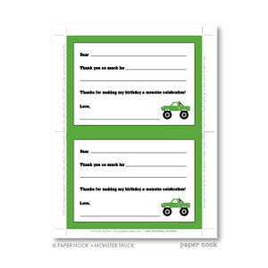 Monster Truck PRINTABLE Fill-in-the-Blank Thank You Note image 4