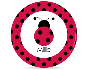 Ladybug Personalized Plate and Matching Bowl - Melamine