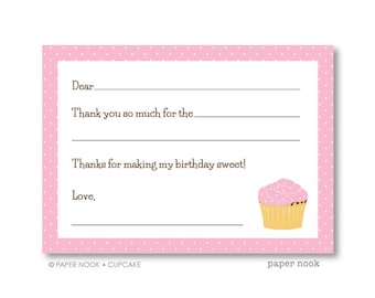 Cupcake PRINTABLE Fill-in-the-Blank Thank You Note