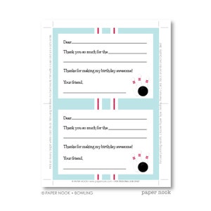 Bowling PRINTABLE Fill-in-the-Blank Thank You Note image 3