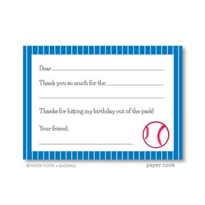 Baseball PRINTABLE Fill-in-the-Blank Thank You Note