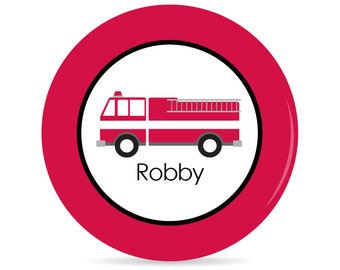Fire Truck Personalized Plate - Melamine
