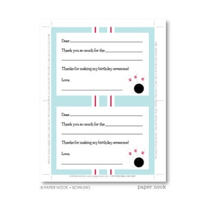 Bowling PRINTABLE Fill-in-the-Blank Thank You Note image 4