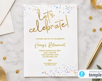 Editable Let's Celebrate 5x7 Invitation (Digital Download)