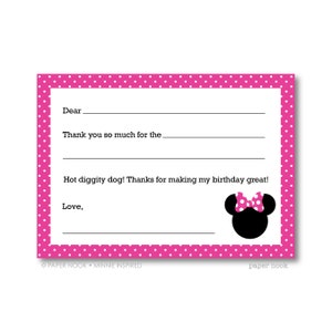 Minnie Inspired PRINTABLE Fill-in-the-Blank Thank You Note image 1