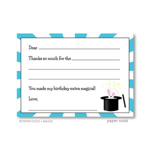 Magic Party PRINTABLE Fill-in-the-Blank Thank You Note image 2