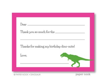 Dinosaur PRINTABLE Fill-in-the-Blank Thank You Note