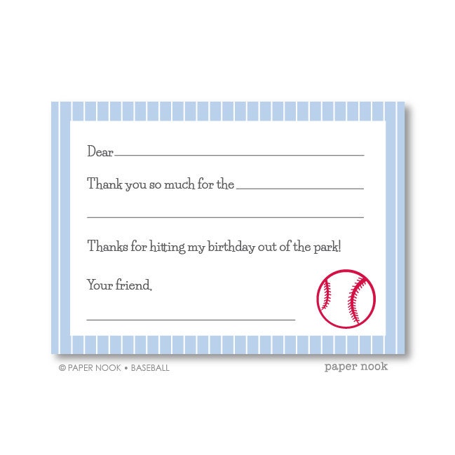 Baseball PRINTABLE Fill-in-the-blank Thank You Note - Etsy