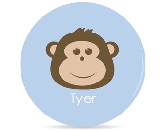 Monkey Personalized Plate - Melamine