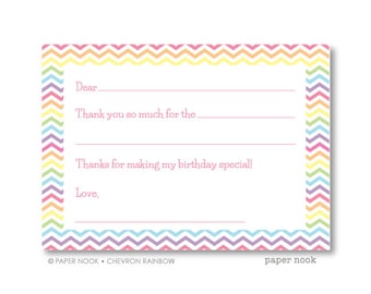 Chevron Rainbow PRINTABLE Fill-in-the-Blank Thank You Note