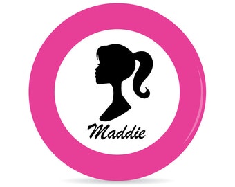 Barbie Silhouette Inspired Personalized Plate and Matching Bowl - Melamine