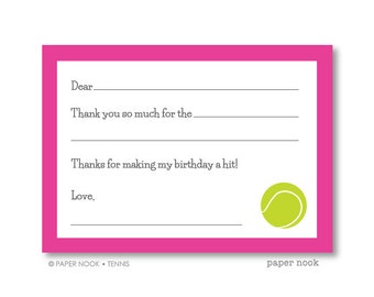 Tennis PRINTABLE Fill-in-the-Blank Thank You Note