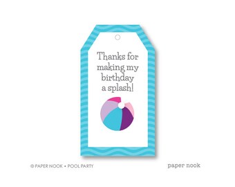 Pool Party PRINTABLE Gift Tag