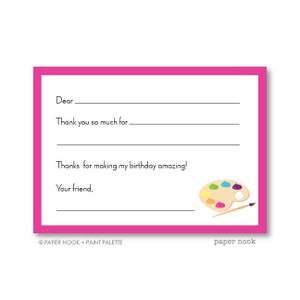 Paint Palette PRINTABLE Fill-in-the-Blank Thank You Note