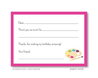 Paint Palette PRINTABLE Fill-in-the-Blank Thank You Note