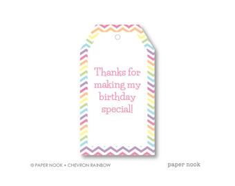 Chevron Rainbow Birthday PRINTABLE Gift Tag