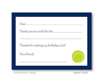 Tennis PRINTABLE Fill-in-the-Blank Thank You Note