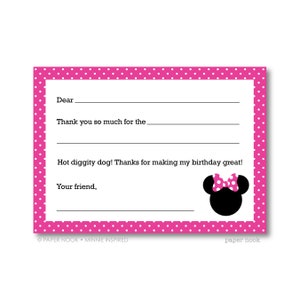 Minnie Inspired PRINTABLE Fill-in-the-Blank Thank You Note image 2