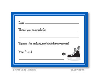 Hockey PRINTABLE Fill-in-the-Blank Thank You Note
