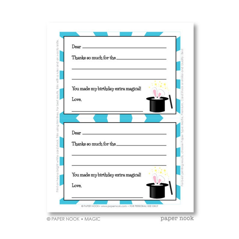 Magic Party PRINTABLE Fill-in-the-Blank Thank You Note image 4