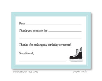 Ice Skate PRINTABLE Fill-in-the-Blank Thank You Note