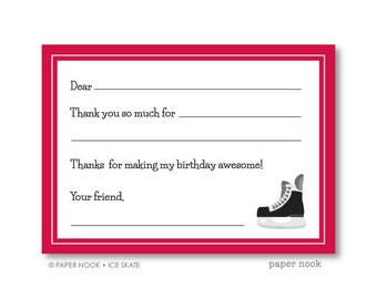 Ice Skate PRINTABLE Fill-in-the-Blank Thank You Note