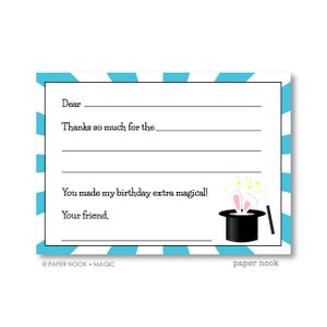 Magic Party PRINTABLE Fill-in-the-Blank Thank You Note image 1