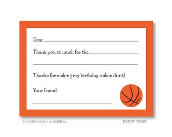 Basketball PRINTABLE Fill-in-the-Blank Thank You Note
