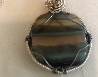 Wire Wrapped Fluorite Cabachon