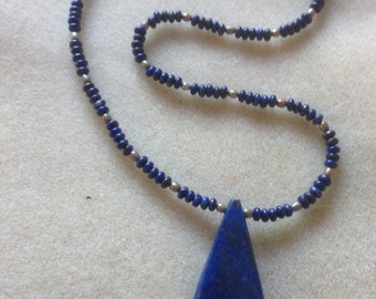 Lapis Lazuli and Gold Fresh Water Pearl Necklace