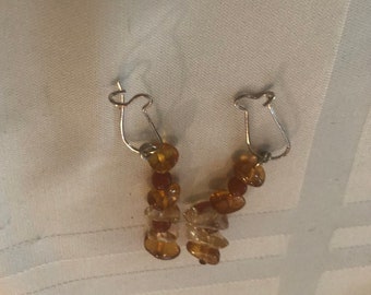 Amber, Citrine, and Carnelian Dangle Earrings